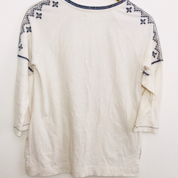 |Madewell| Blue Aztec Off White Embroidered Top - Picture 6 of 6